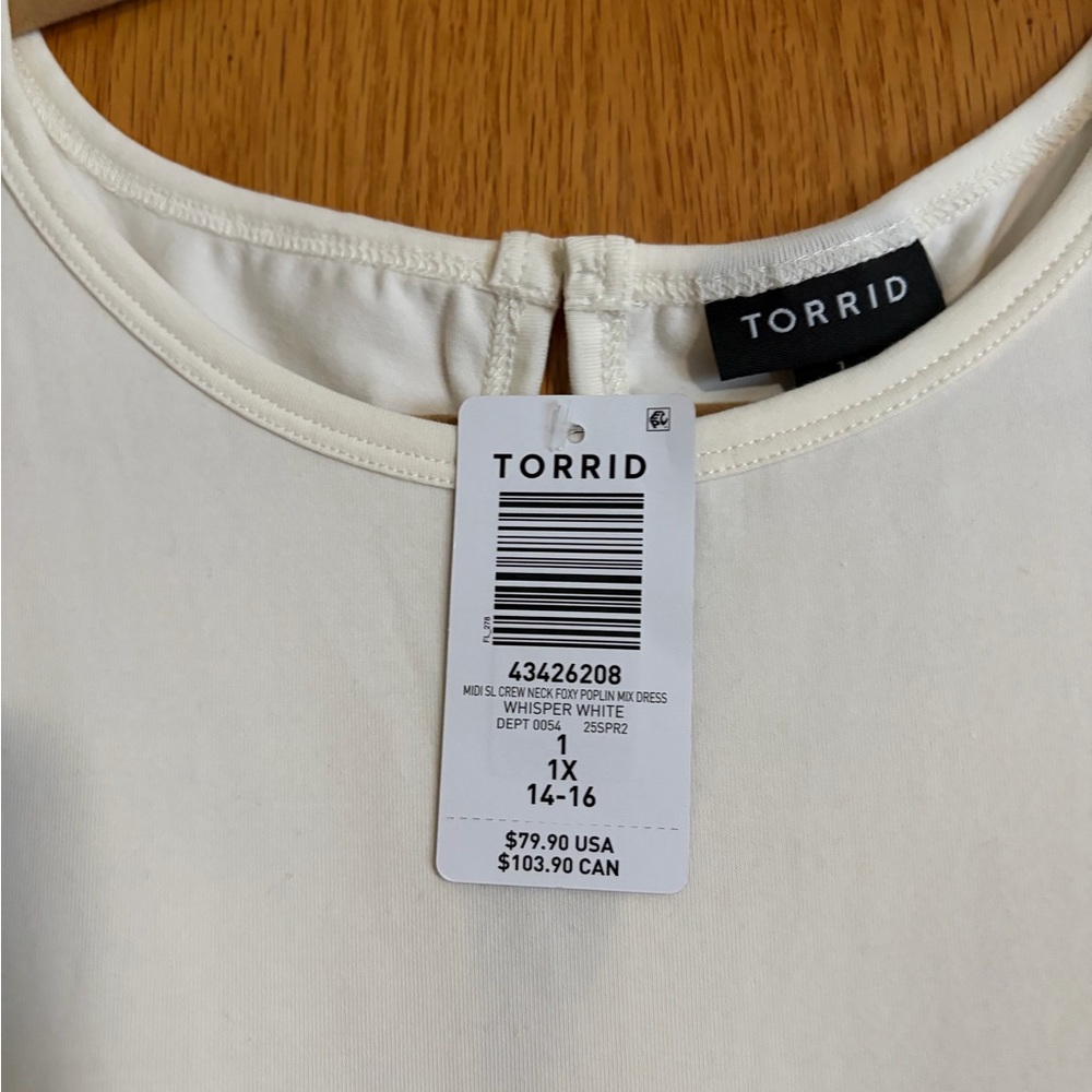 Torrid Women's White Dress with Striped Skirt